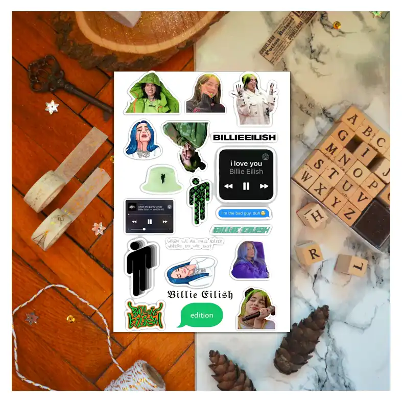 استیکر لپ تاپ کی پاپ طرح بیلی ایلیش کد a113 مجموعه 20عددی