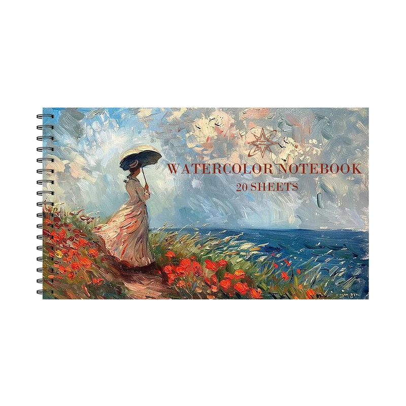 دفتر آبرنگ 20 برگ ستاره خونه مدل زن با چتر کد a1