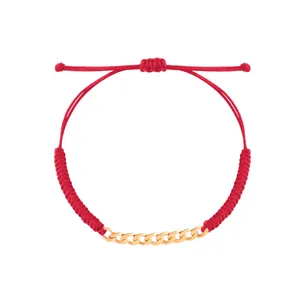 دستبند طلا 18 عیار زنانه با بند بافت درگونه مدل کارتیه