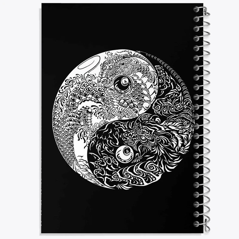 دفتر ژورنال نویسی 50 برگ خندالو مدل نقطه ای طرح یین و یانگ کد 27681