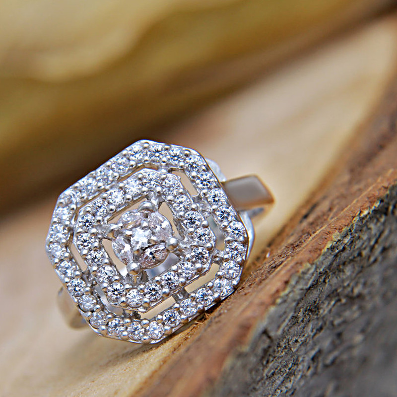 انگشتر نقره زنانه مدل مربعی کد  FR0034