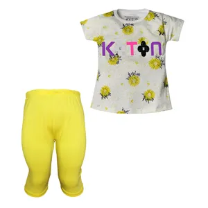 ست تی شرت آستین کوتاه و شلوارک دخترانه مدل 109