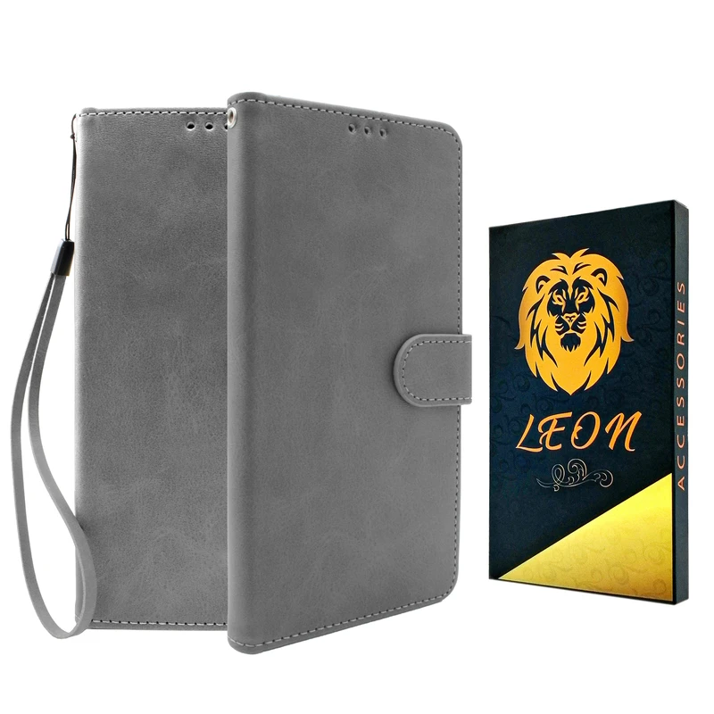 کیف کلاسوری لئون مدل Grigio مناسب برای گوشی موبایل شیائومی Redmi 14C به همراه بند آویز