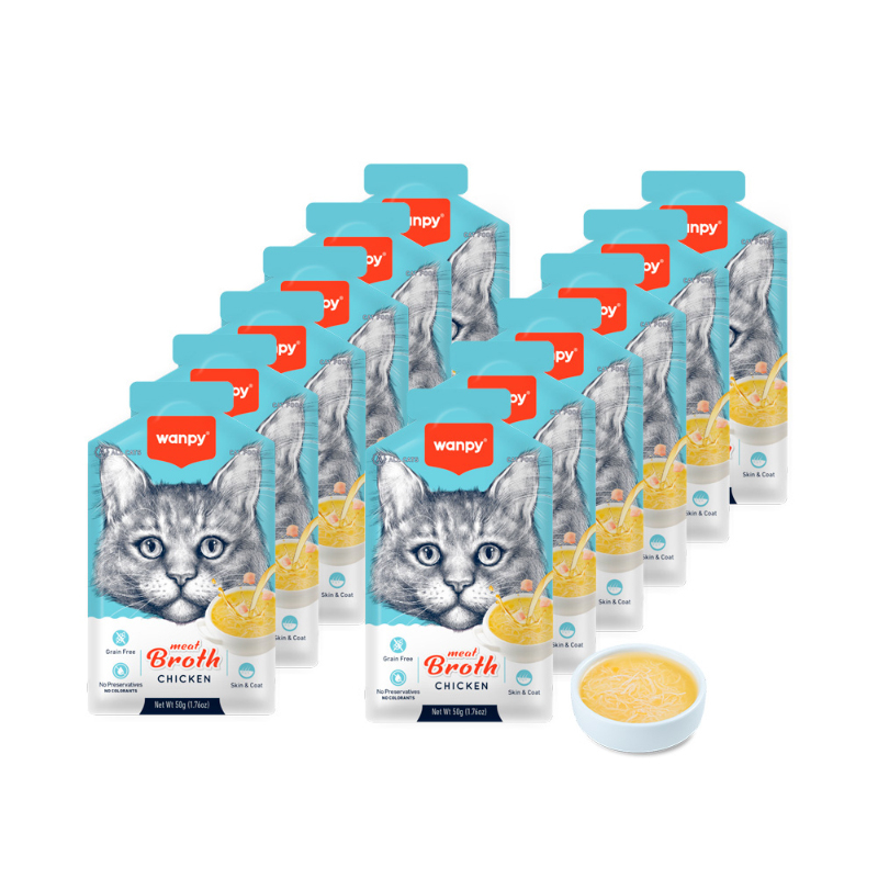 سوپ گربه بالغ ونپی مدل Meat Broth طعم مرغ بسته 12 عددی