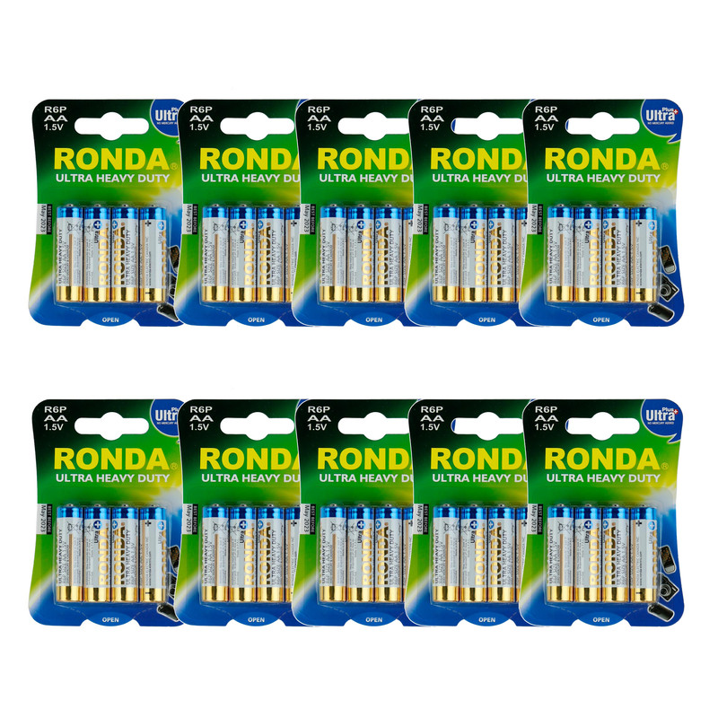 باتری قلمی روندا مدل Ultra Plus Heavy Duty R6P بسته 40 عددی