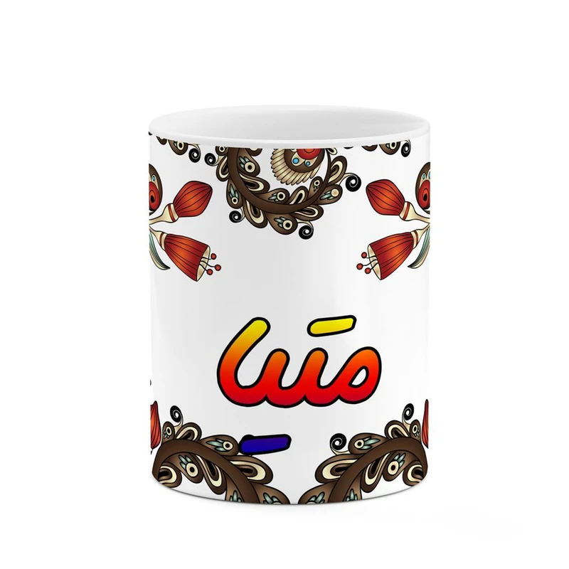 ماگ کاکتی مدل اسم متیا طرح سنتی گل و بته کد mgh47090