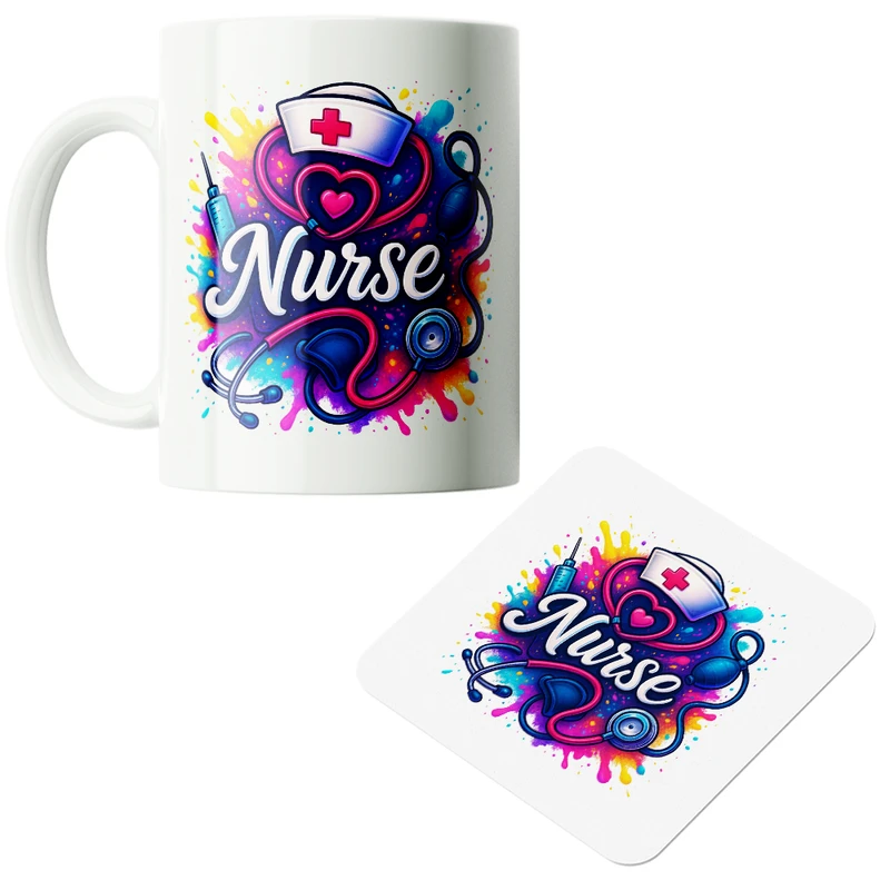 ماگ پاد آفرین مدل پرستاری روز پرستار کادر درمان بیمارستان کد PZ060 به همراه زیرلیوانی