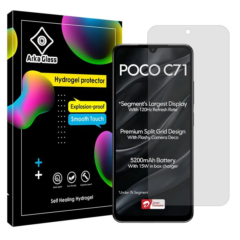 محافظ صفحه نمایش شفاف آرکا گلس مدل Tough مناسب برای گوشی موبایل شیائومی Poco C71