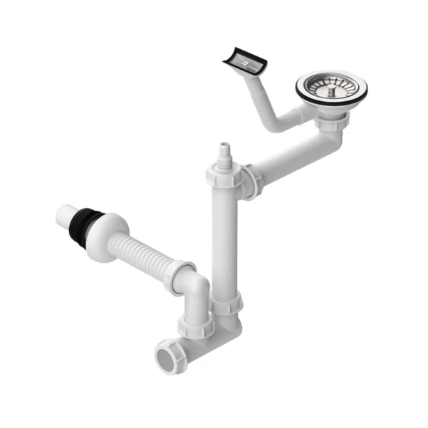 سیفون ظرفشویی کم جا محک مدل 361T تک لگن به همراه سرریز سینی