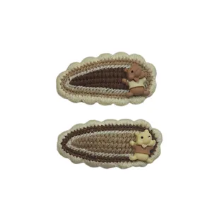 گیره مو دخترانه مدل کاموایی خرسی بسته 2 عددی