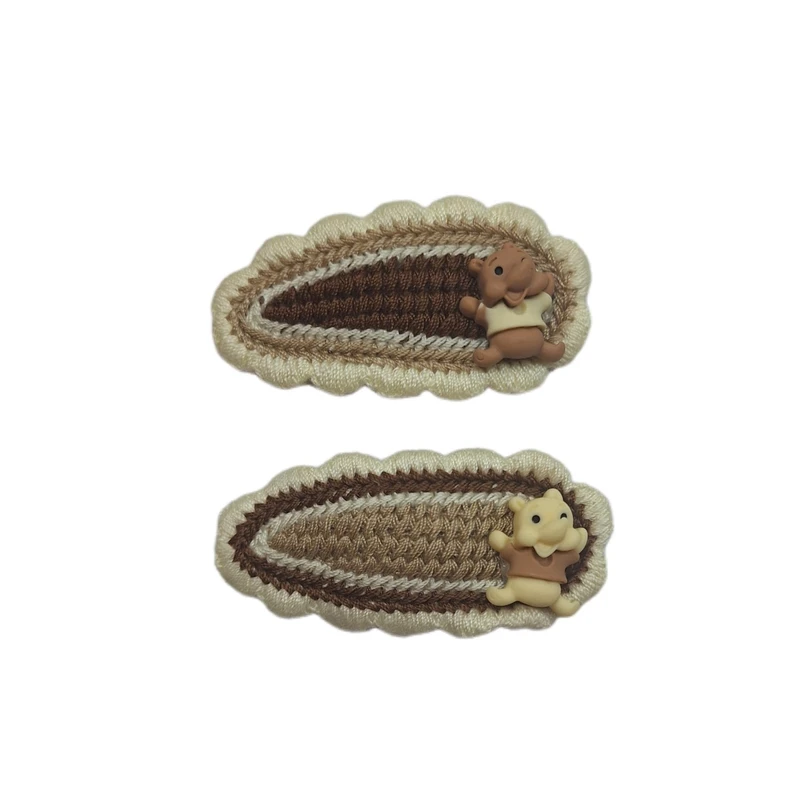 گیره مو دخترانه مدل کاموایی خرسی بسته 2 عددی