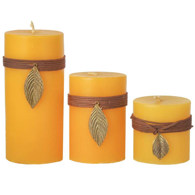 شمع طرح برگ کد 363015 بسته سه عددی