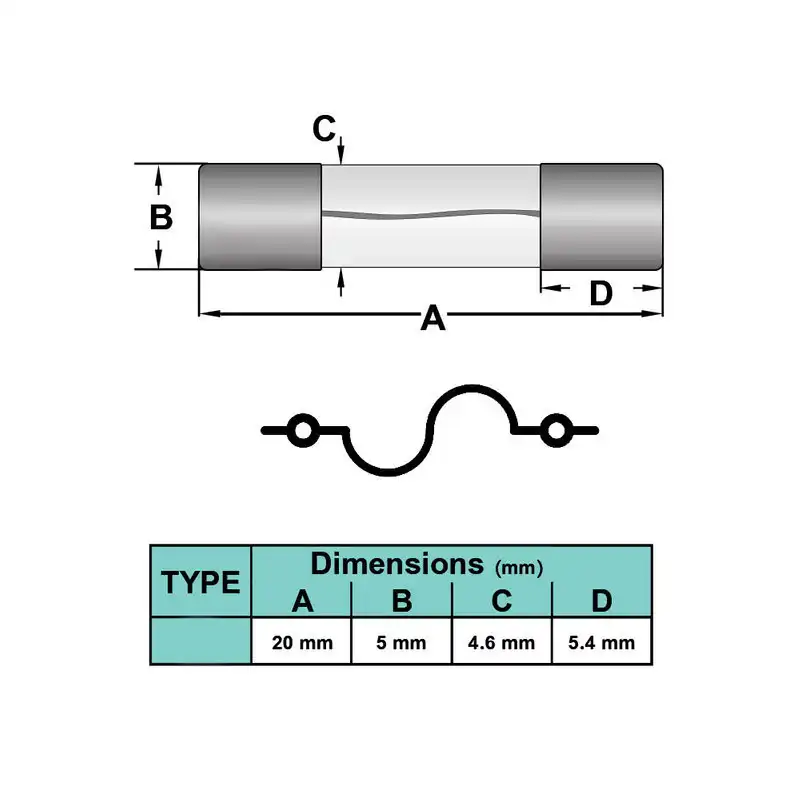 فیوز شیشه ای 0.5 آمپر مدل 2M-250V بسته 10 عددی