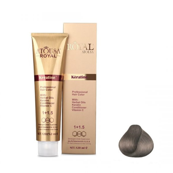 رنگ مو آتوسا رویال شماره 7.2 حجم 120 میلی لیتر رنگ بلوند خاکستری متوسط