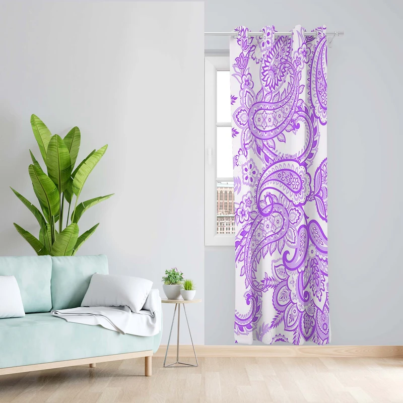 پرده طرح بته جقه مدل مخمل پانچی کد 1726 z سایز 140x200 سانتی متر