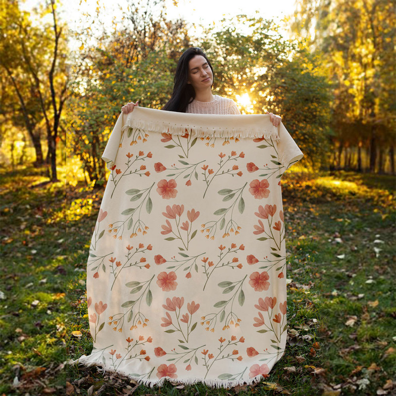 شال مبل مدل گل دار کد F2SH1074 سایز 100x180 سانتی متر