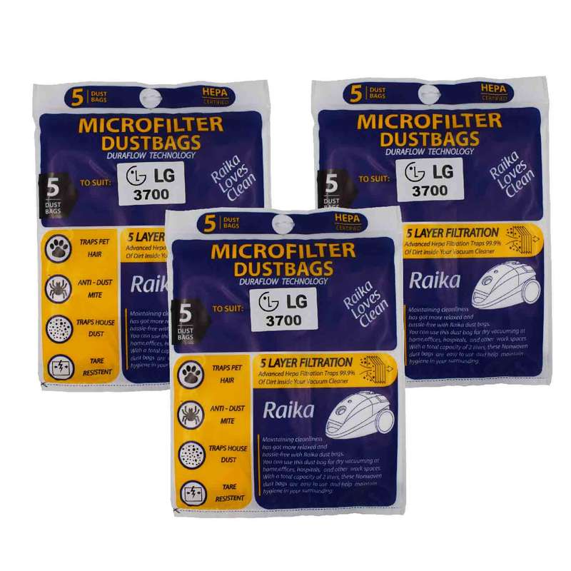 پاکت جاروبرقی رایکا مدل 01 مناسب الجی 3700 - 3300 سه بسته 5 عددی