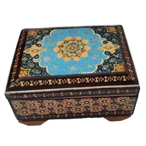 جعبه جواهرات خاتم کاری مدل چهارگوش اسلیمی کد 194