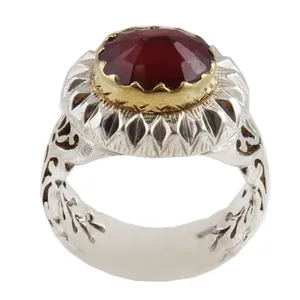 انگشتر نقره مردانه بازرگانی میلادی  مدل سنگ یاقوت سرخ رکاب دست ساز کد AM_1792