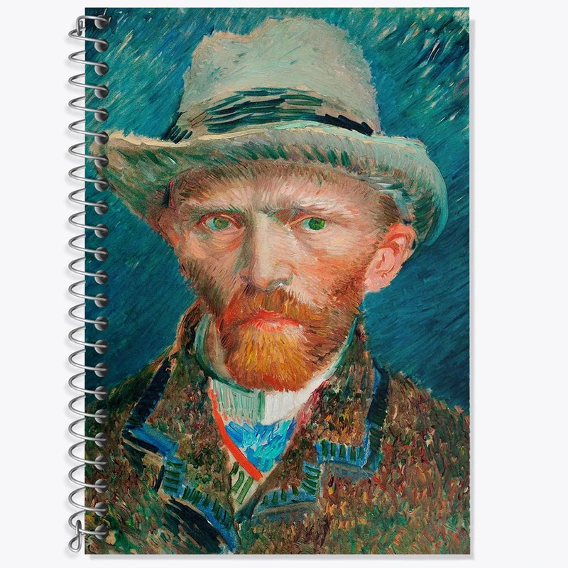 دفتر زبان 50 برگ خندالو مدل سه خط طرح سلف پرتره ونگوگ کد 3727