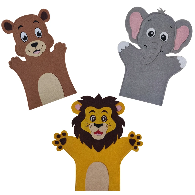 عروسک نمایشی رهام پاپالو مدل دستی طرح حیوانات کد 03 مجموعه 3 عددی