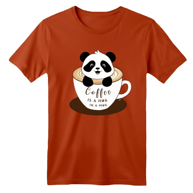 تی شرت آستین کوتاه بچگانه مدل پاندا و قهوه