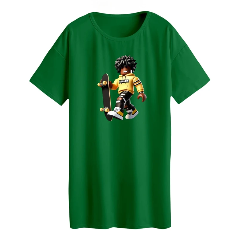 تی شرت لانگ زنانه مدل روبلاکس و اسکیت کد 2