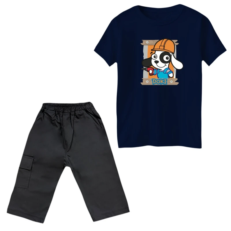 ست تی‌شرت و شلوارک پسرانه مدل سگ کد 1