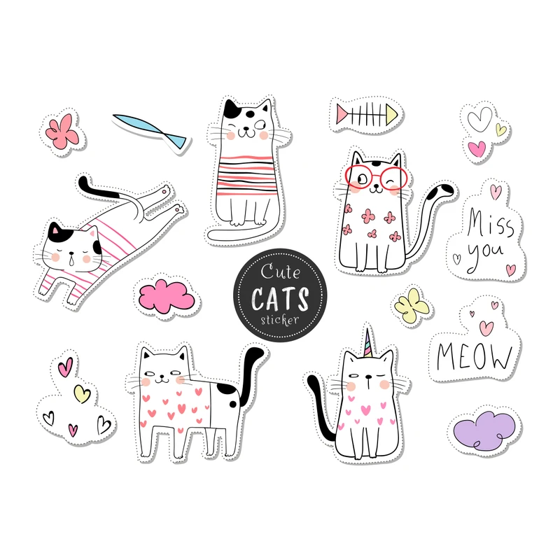 برچسب لپ تاپ پویا مارکت طرح گربه کد 2349 مجموعه 15 عددی