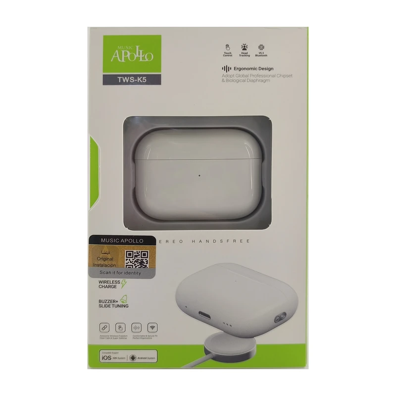 عکس شماره 16 : هدفون بلوتوثی موزیک آپولو مدل 5 true wireless earbuds به همراه کاور