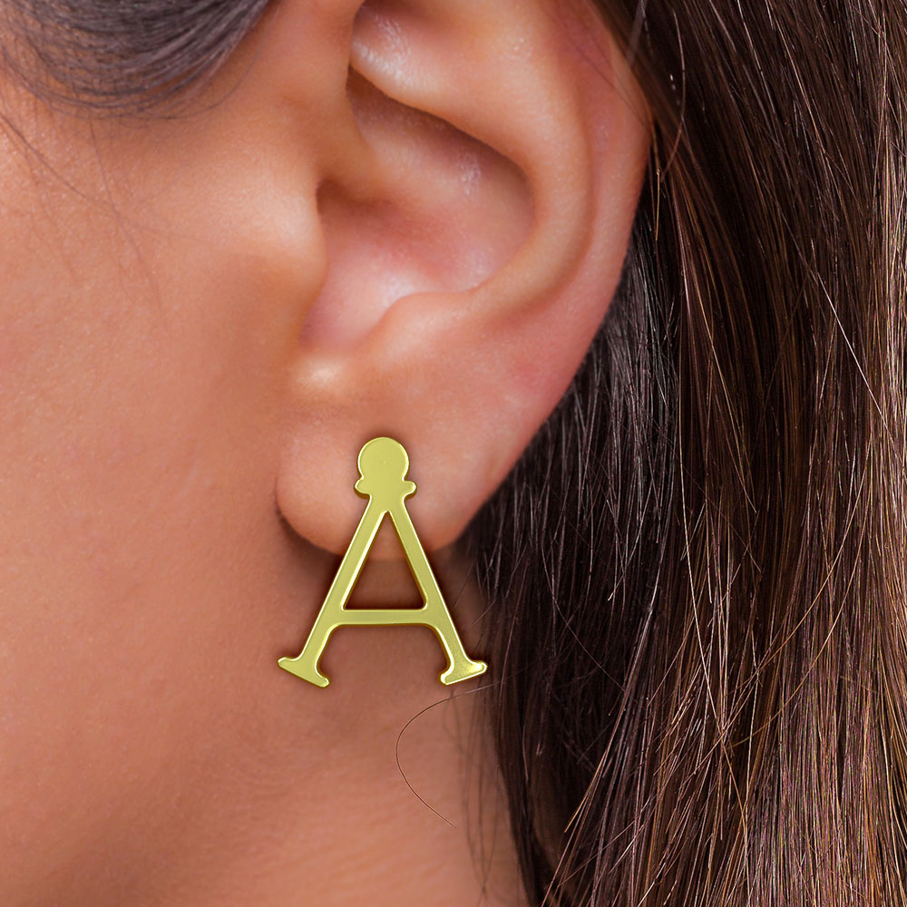 گوشواره طلا 18 عیار زنانه مدوپد مدل حرف A کد GA1-16965