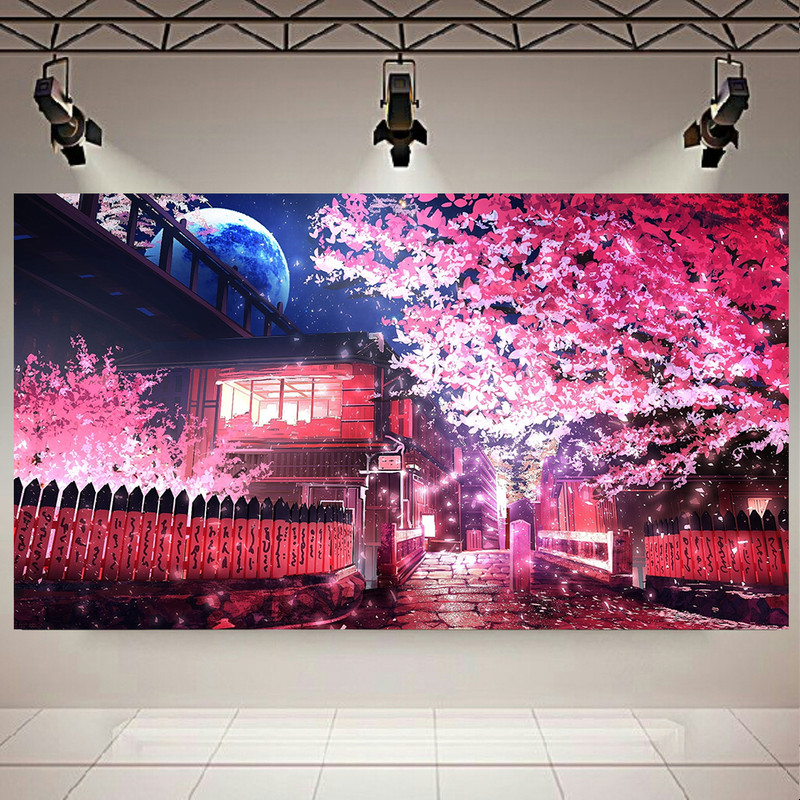 پوستر مدل بک لایت طرح شکوفه های ژاپنی و گل های کاغذی کد AR1900