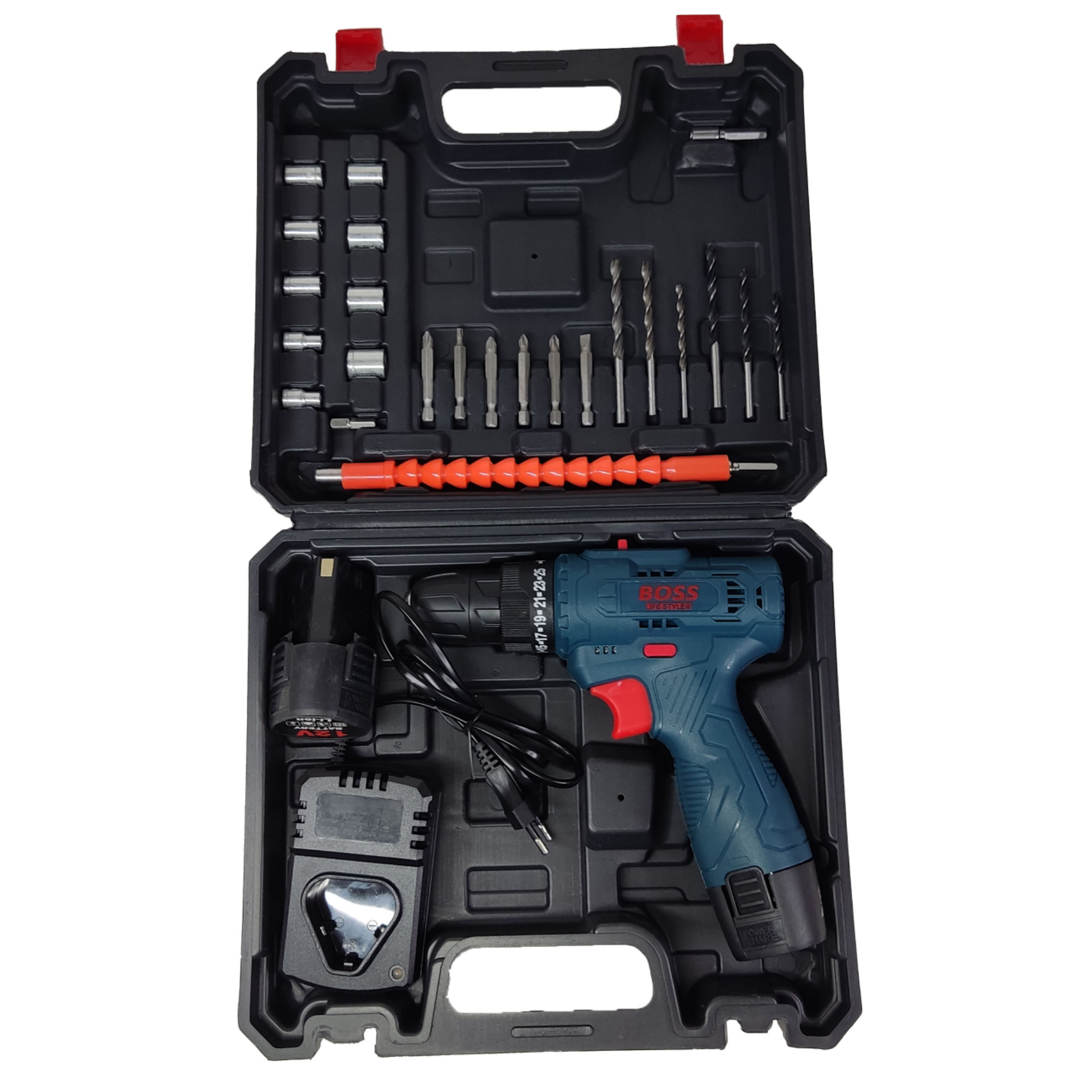 مجموعه 23 عددی دریل پیچگوشتی شارژی باس مدل BOSS23
