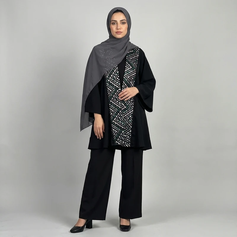 مانتو زیر باسن زنانه مدل کلوش مرلین سوزندوزی هندی کد AK1622