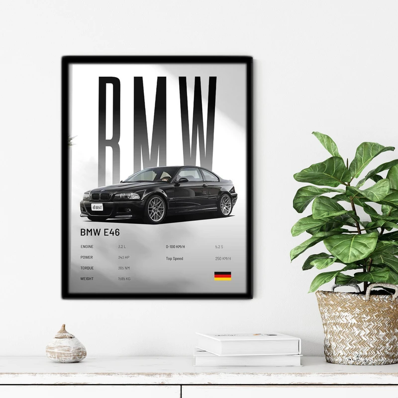 تابلو آتریسا طرح ماشین BMW مدل ATC43 فریم مشکی