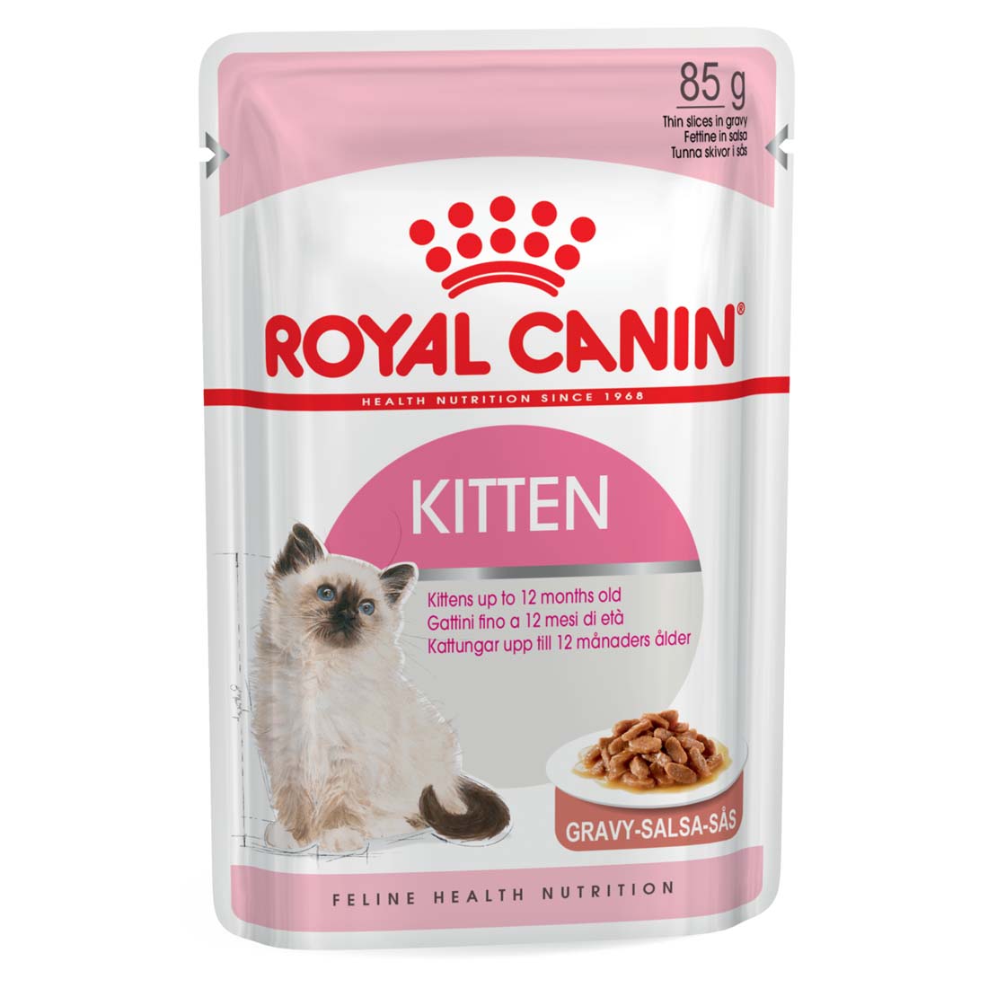 پوچ گربه رویال کنین مدل KITTEN GRAVY وزن 85 گرم بسته دو عددی