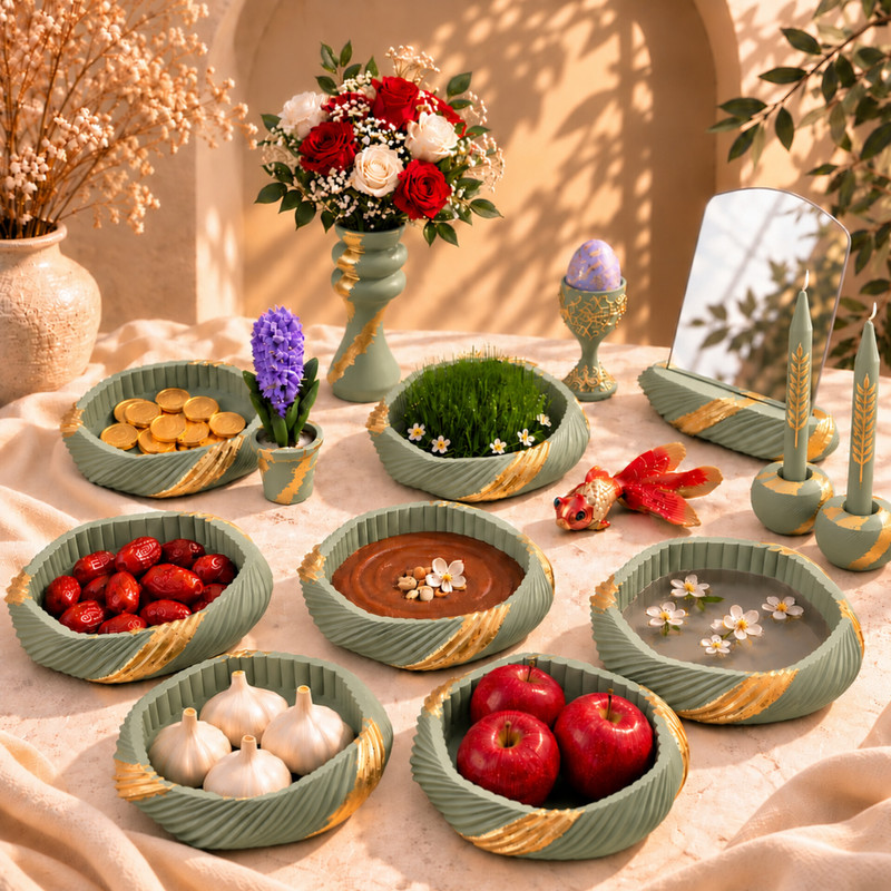 ست هفت سین طرح شیاردار مجموعه 14 عددی