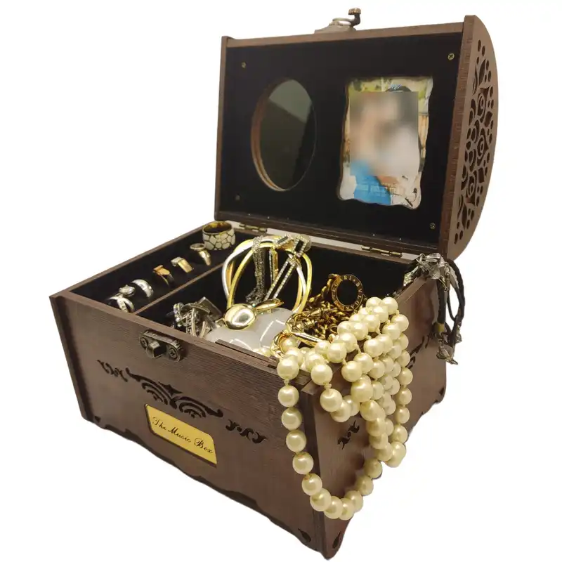 جعبه جواهرات مدل موزیکال طرح قاب عکس و آینه دار