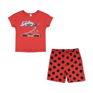 ست تی شرت آستین کوتاه و شلوارک دخترانه ال سی وایکیکی مدل W191420Z4-CRT-RED