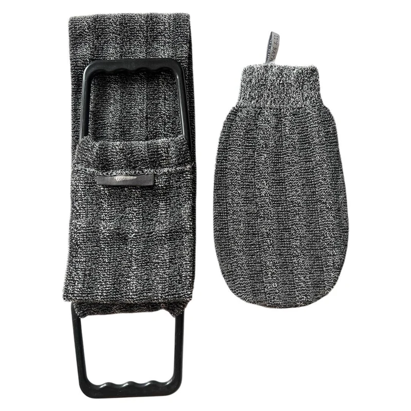 لیف ماساژ کارامل مدل CARBONIZED BAMBOO GLOVE بسته 2عددی