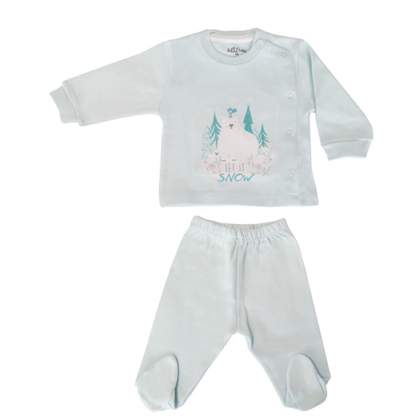 ست شومیز و شلوار نوزادی عزیز ب ب مدل Snow کد 2825