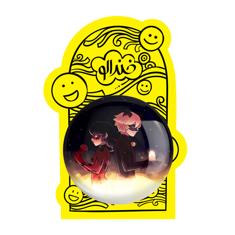 آینه جیبی خندالو طرح پسر گربه ای و دختر کفشدوزکی مدل تاشو کد 24995