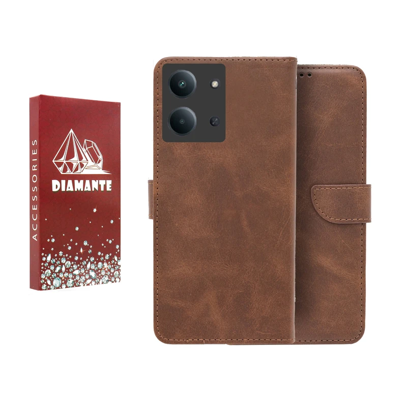 کیف کلاسوری دیامانته مدل چرم مناسب برای گوشی موبایل شیائومی redmi 15C