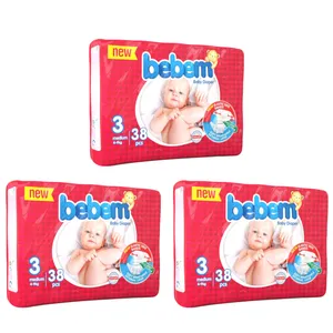 پوشک بچه ببم مدل A12 سایز 3 کد 01 سه بسته 38 عددی