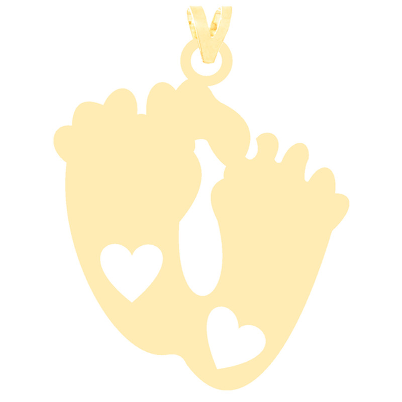 آویز گردنبند طلا 18 عیار زنانه کرابو طرح رد پای نوزاد و قلب مدل Kr3130
