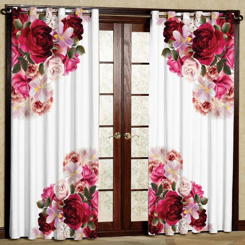 پرده مدل گل دار مخمل پانچی کد 436 سایز 140x280 سانتی متر