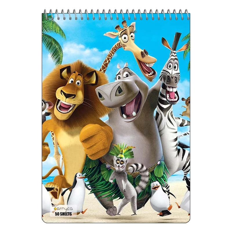 دفتر نقاشی 50 برگ سیمی کارنیکا طرح ماداگاسکار Madagascar کد 60909
