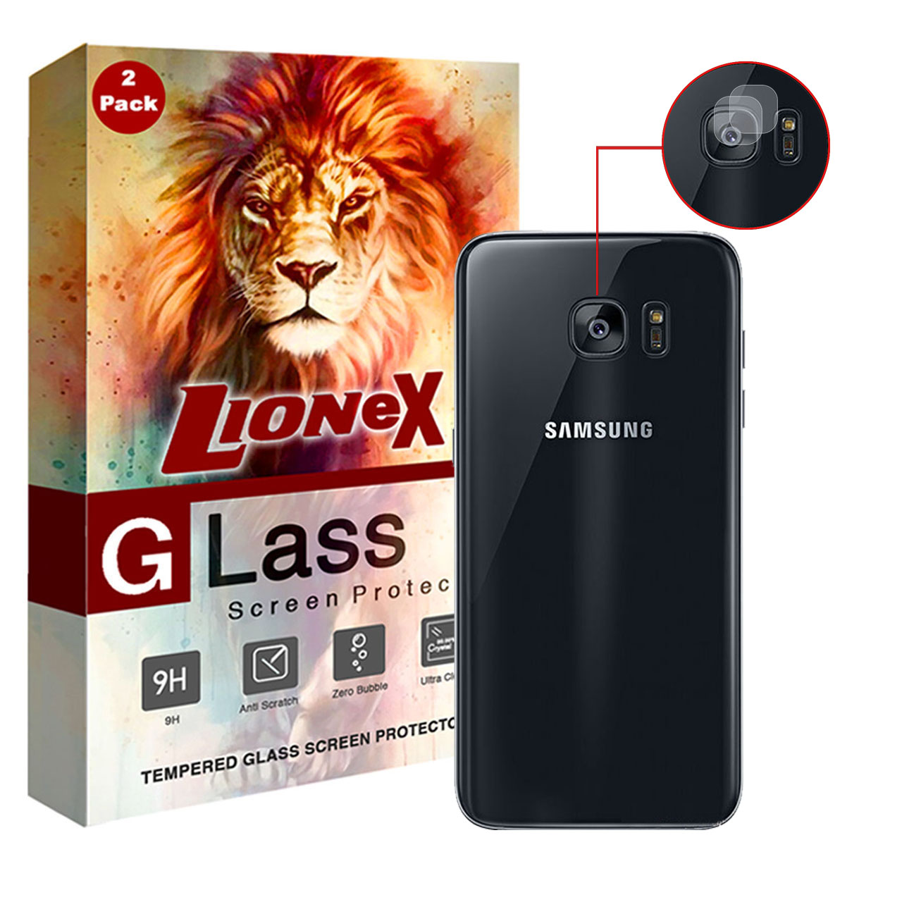 محافظ لنز دوربین لایونکس مدل UTFS مناسب برای گوشی موبایل سامسونگ Galaxy S7 edge بسته دو عددی