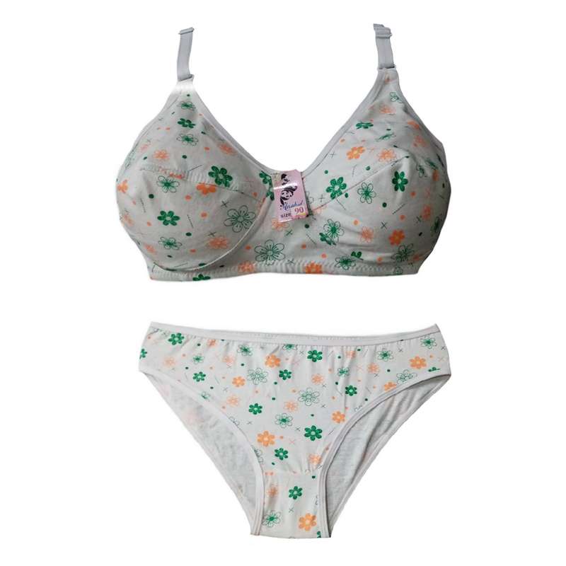 ست شورت و سوتین زنانه مدل گلدار رنگ سفید