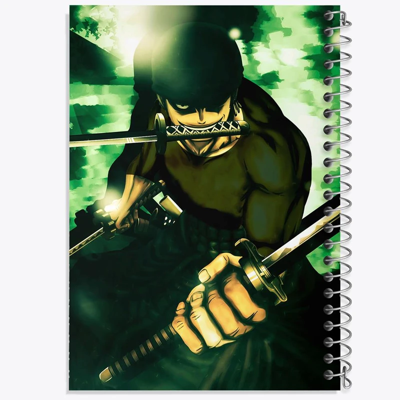 دفتر ژورنال نویسی 50 برگ خندالو مدل نقطه ای طرح زورو انیمه وان پیس One Piece کد 17269